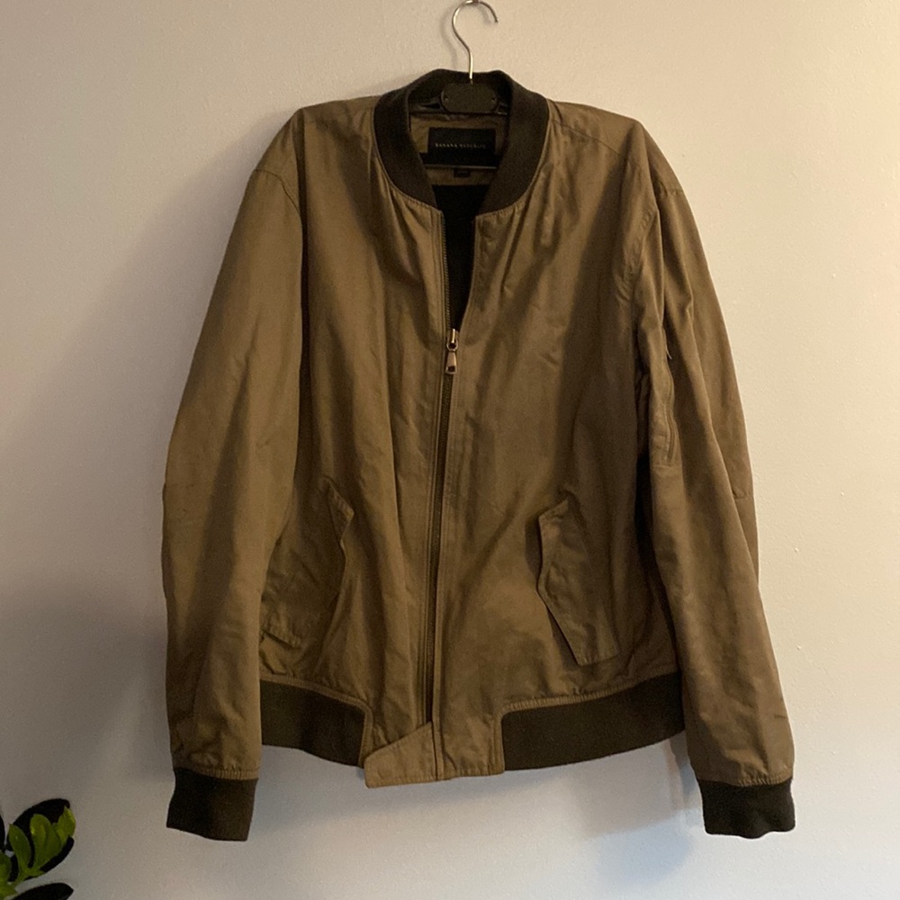 Banana Republic Men’s Gray/Green Jacket Zipper Pockets XLarge